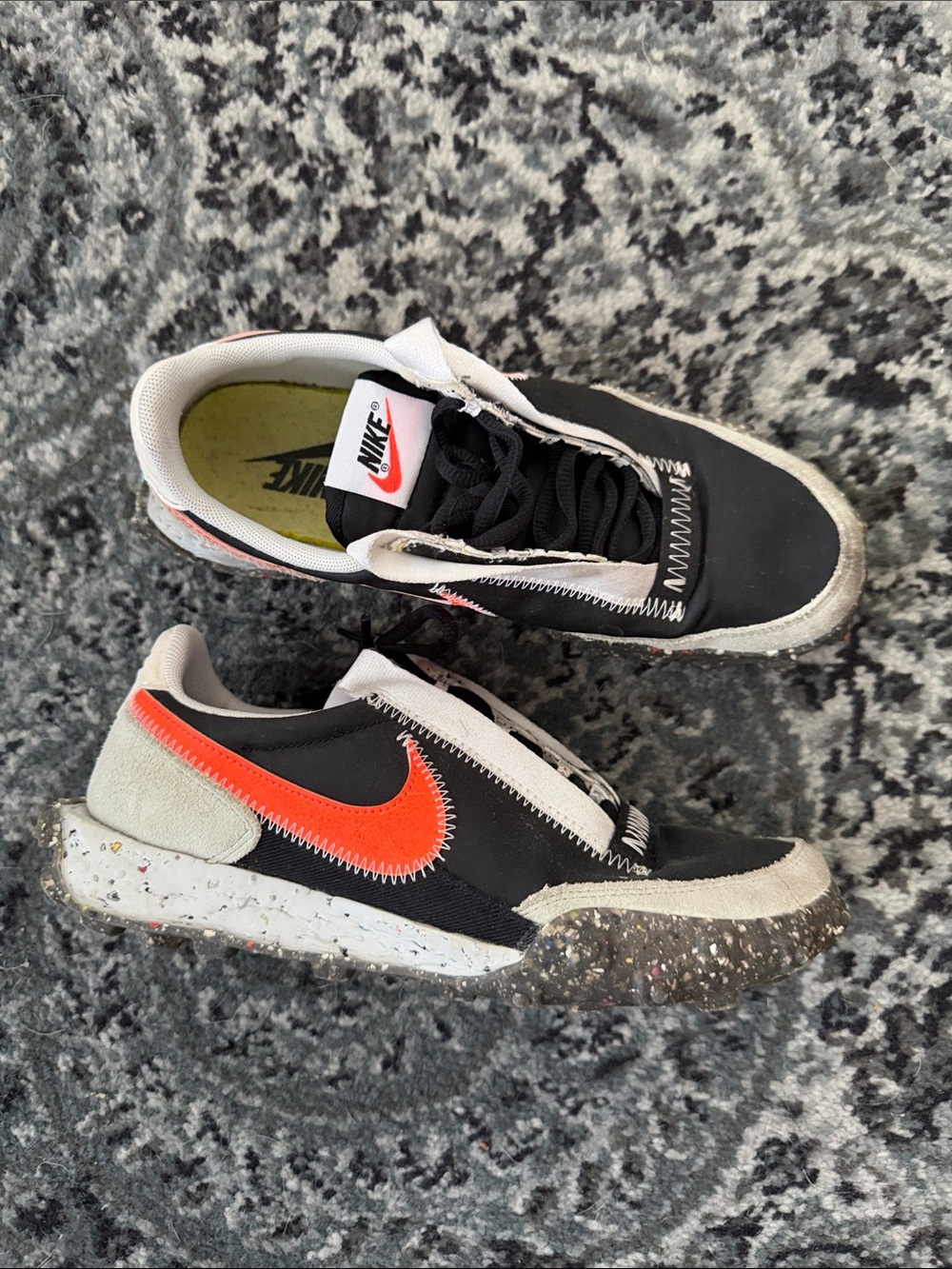 Nike Men’s Black and Bright Orange Low-Top Sneakers